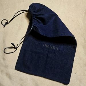 Prada: Navy Blue Fabric Dust Bag with Drawstrings, Like New